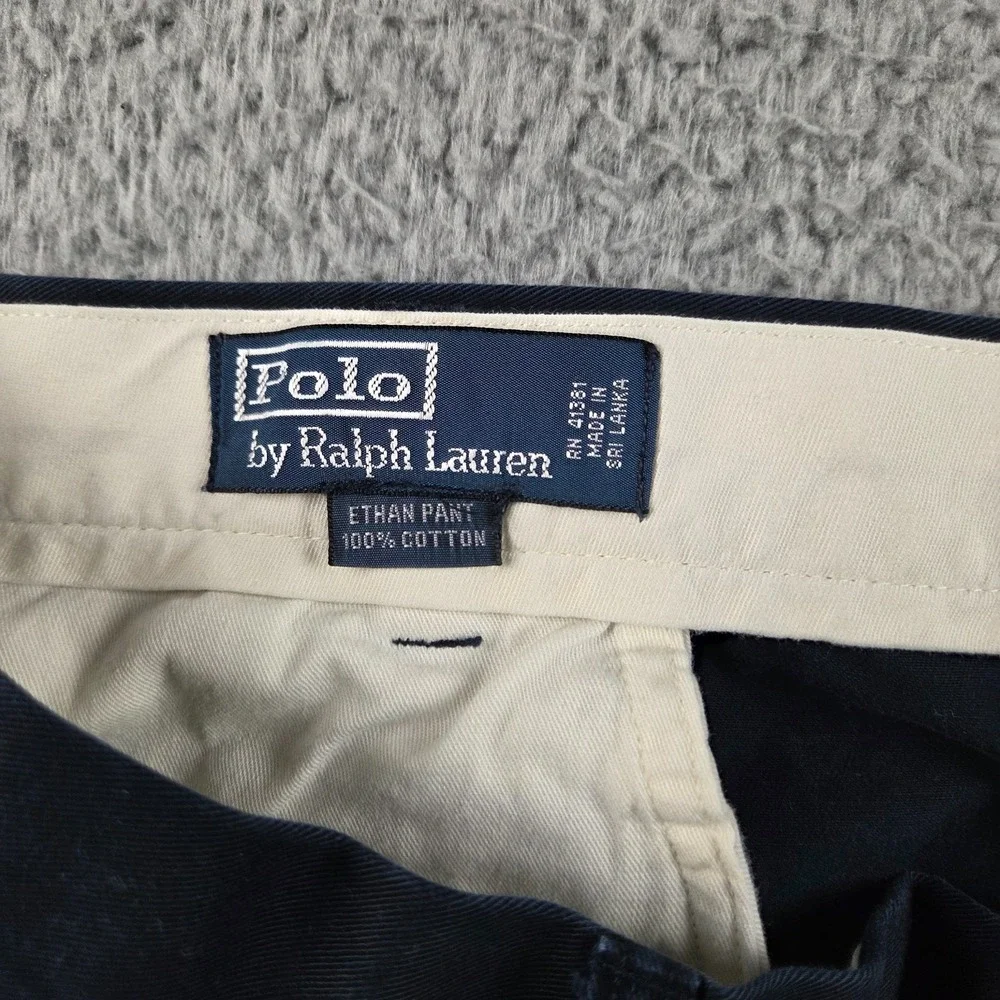 Polo Ralph‎ Lauren Pant Mens 42x30 (39x29) Blue Ethan Pleated Front 100% Cotton